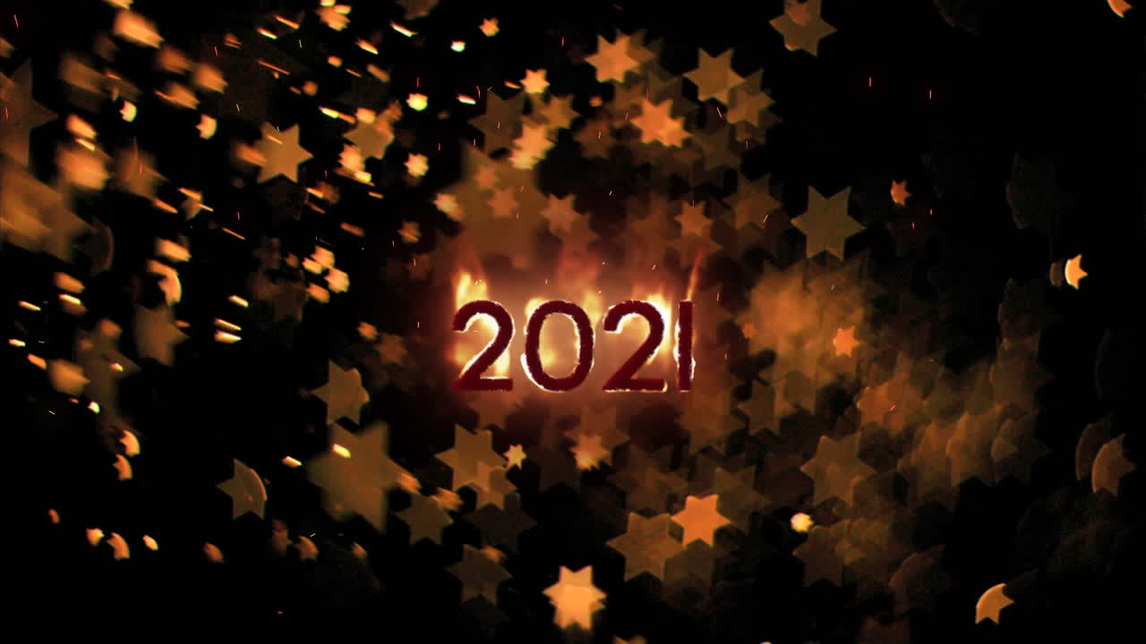 2021 en llamas sobre un fondo negro