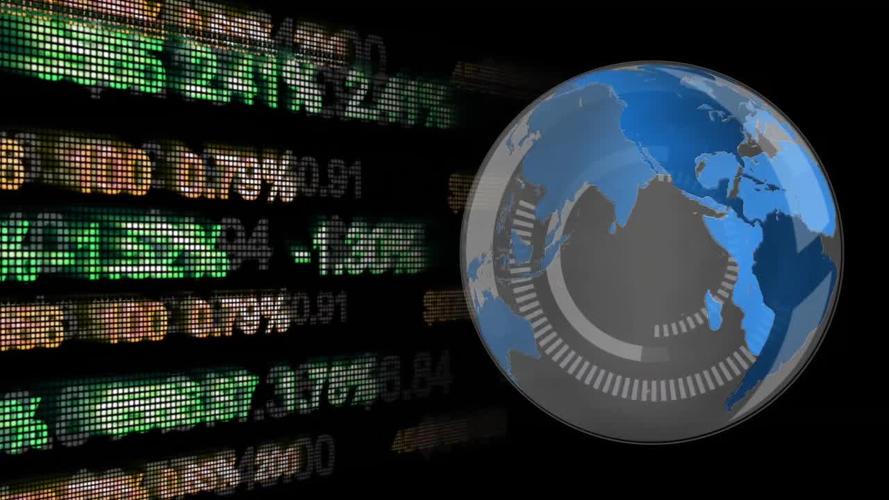 globo giratorio con datos económicos