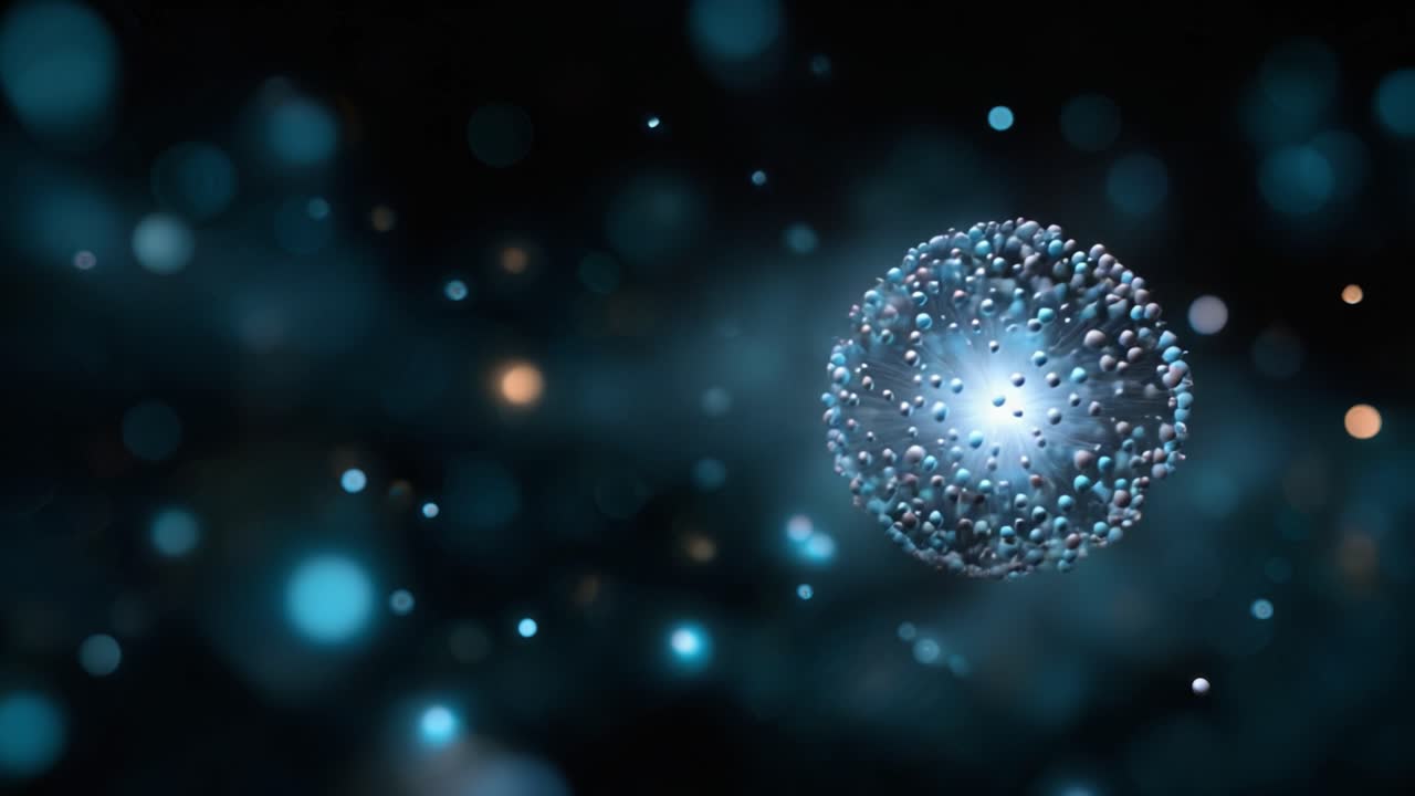 High-resolution digital illustration of a glowing cellular structure showcasing intricate details and a vibrant color palette against a blurred background