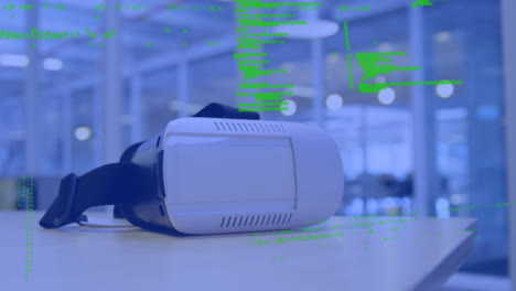 auriculares de realidad virtual en la parte superior de una mesa