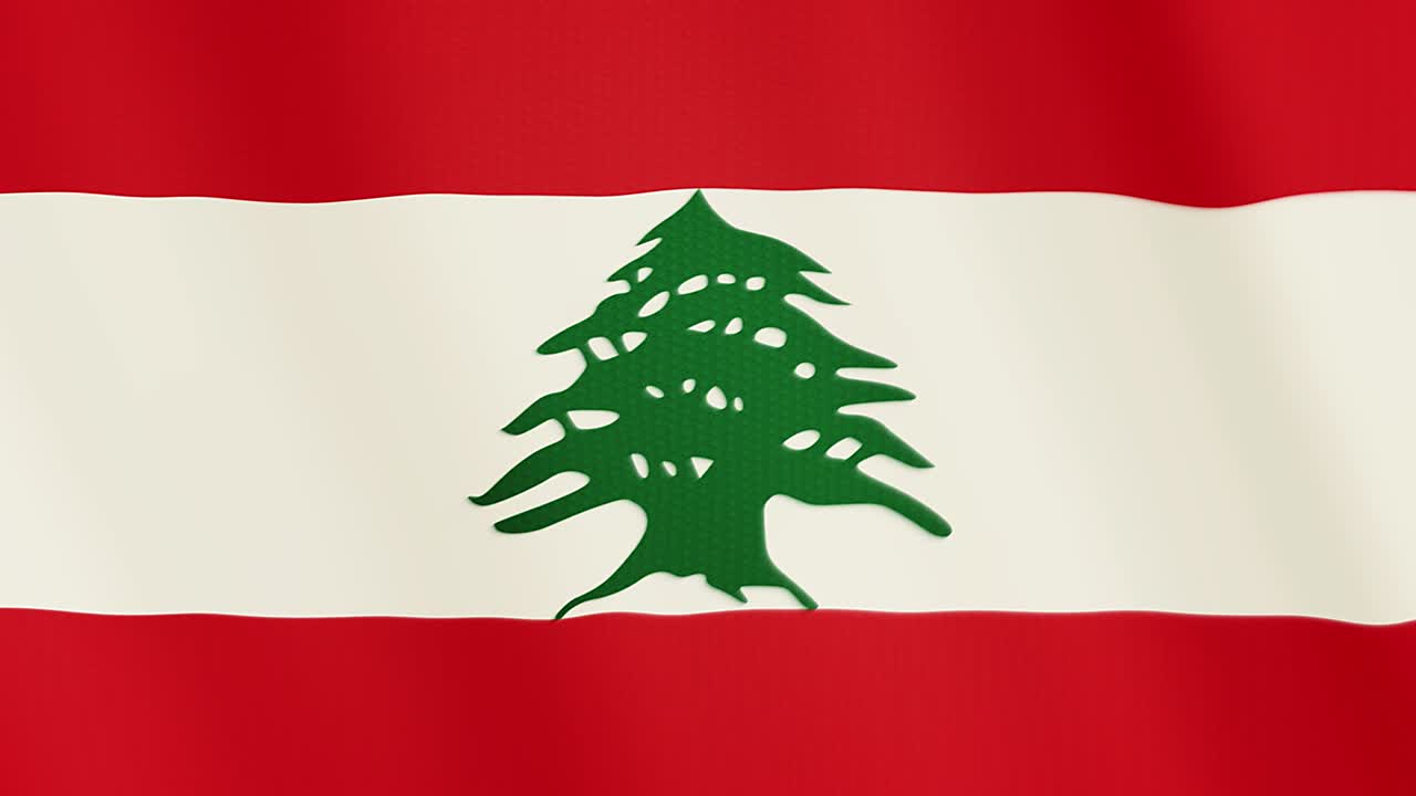 Lebanon flag waving animation. Full Screen. Symbol of the country