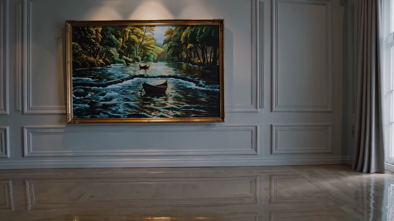 Luxury Interior with a Painting of a River Landscape