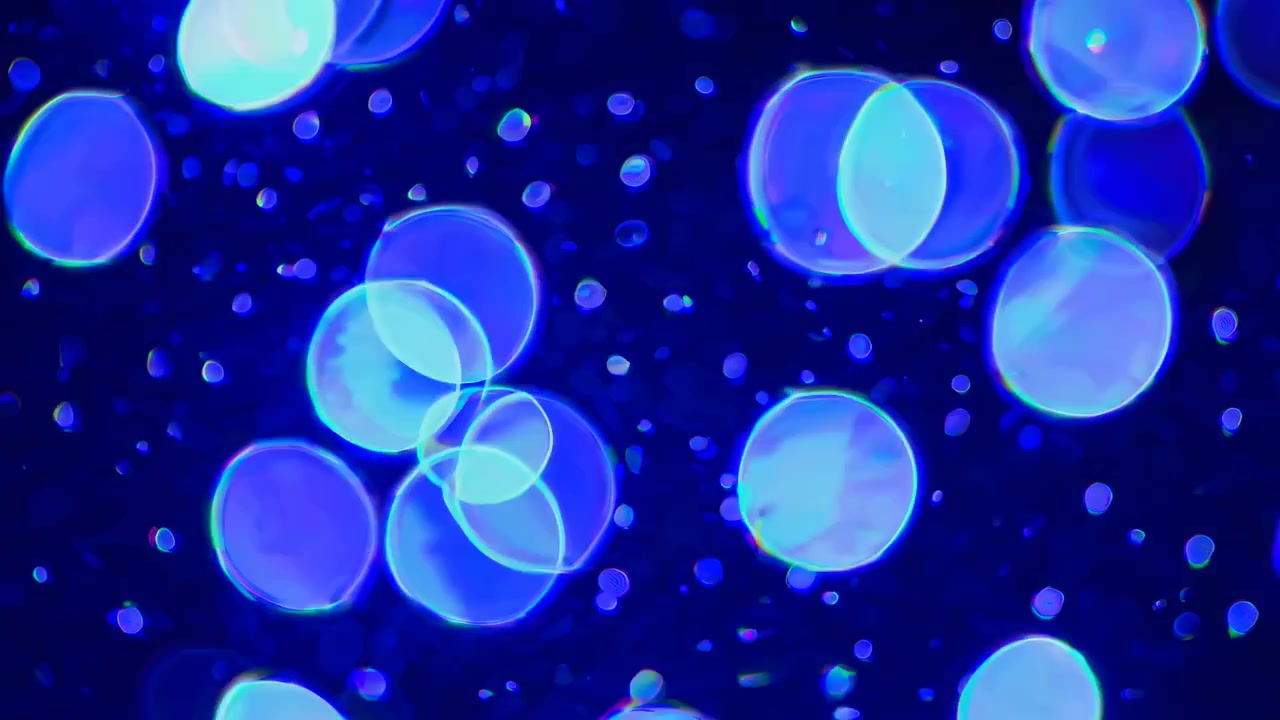 Luces Bokeh Azules Abstractas Pulsando sobre Fondo Oscuro