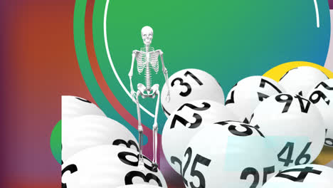 animation of skeleton walking over balls