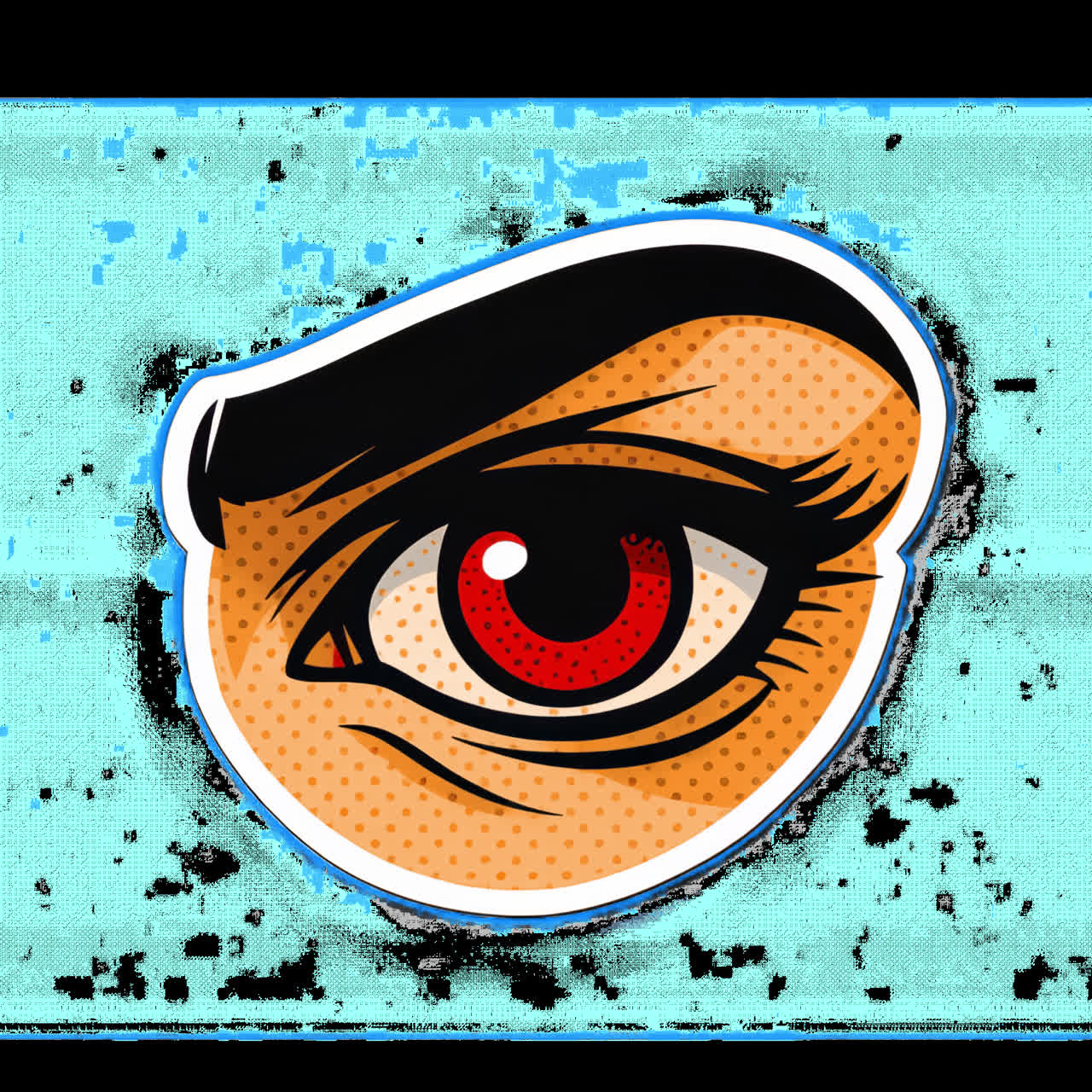 Retro pop eye illustration animation isolated asset, transparent 4K video, alpha channel, ProRes
