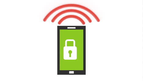 telefono cellulare con icona del sistema di sicurezza