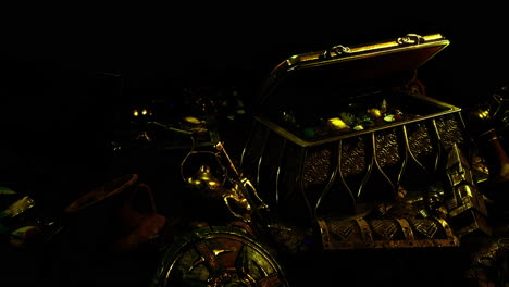 hidden treasures lie within an ancient chest illuminated by soft light