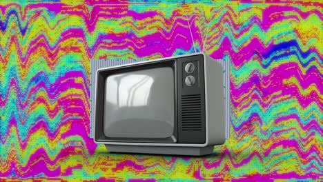 animation of vintage tv over interference