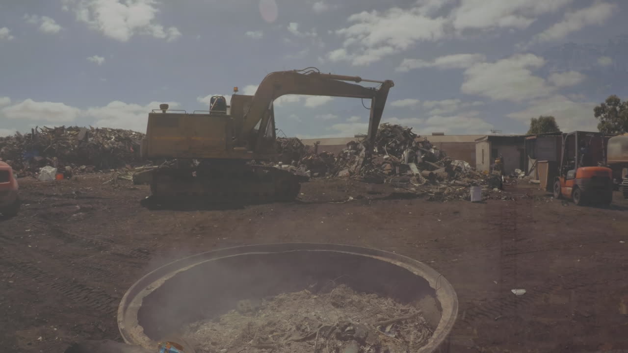 animación del procesamiento de datos sobre la excavadora