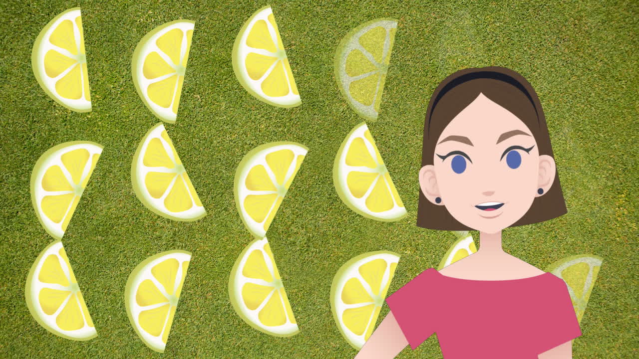 레몬 아이콘 에 대해 이야기 하는 여자 의 애니메이션