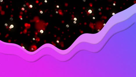 Animation-of-purple-waves-over-twinkling-red-and-white-light-spots-moving-on-black-background