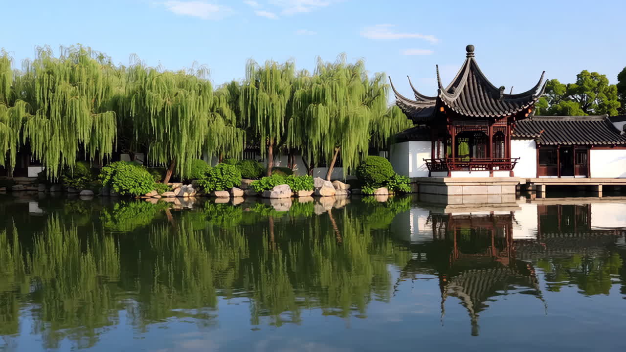 Serene Chinese Garden with Reflection
