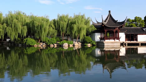serene chinese garden with reflection