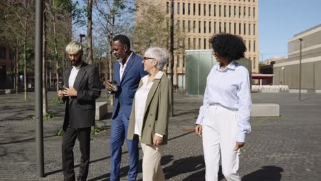 group of business people walking together