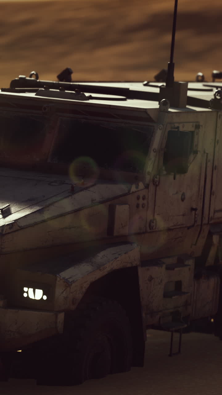 Military armored vehicle in the desert
