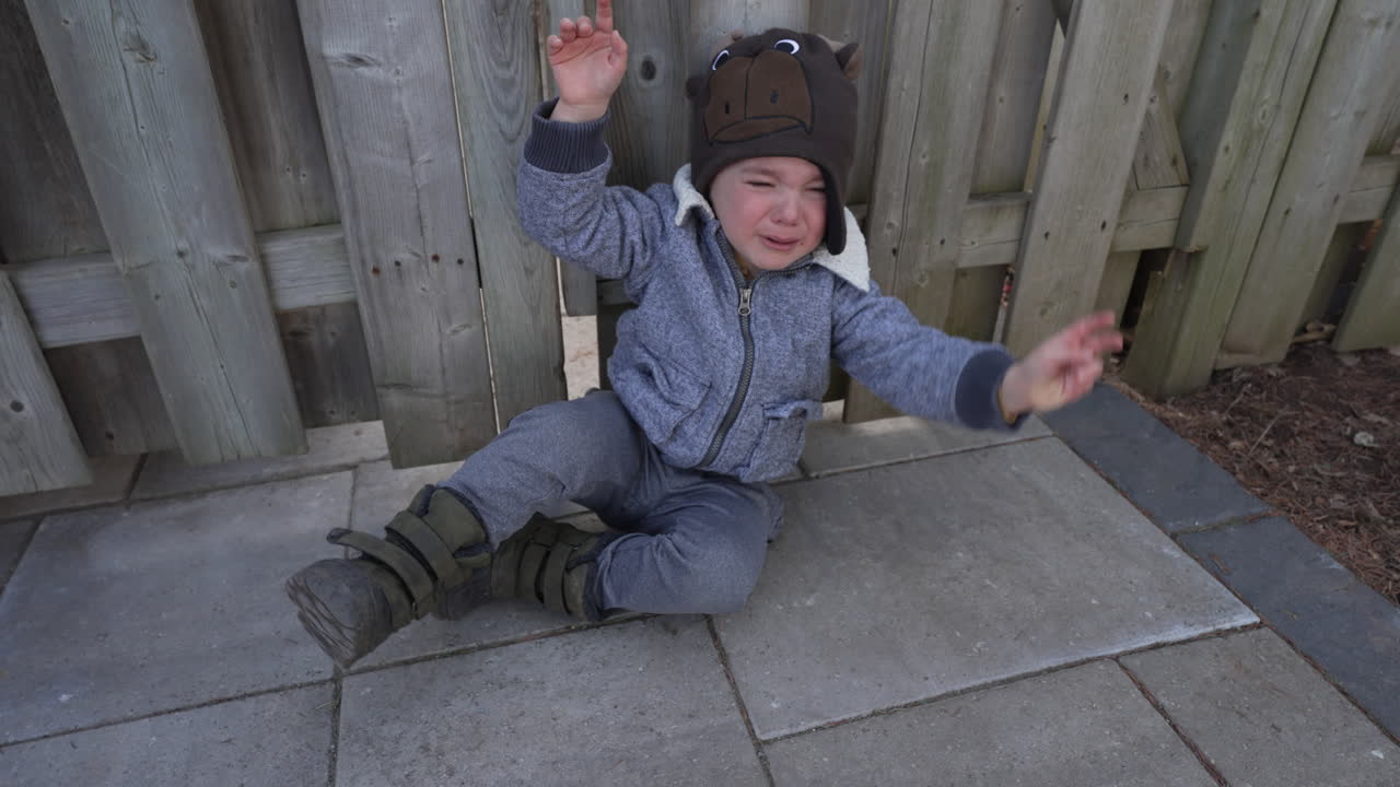 Toddler boy having a temper tantrum