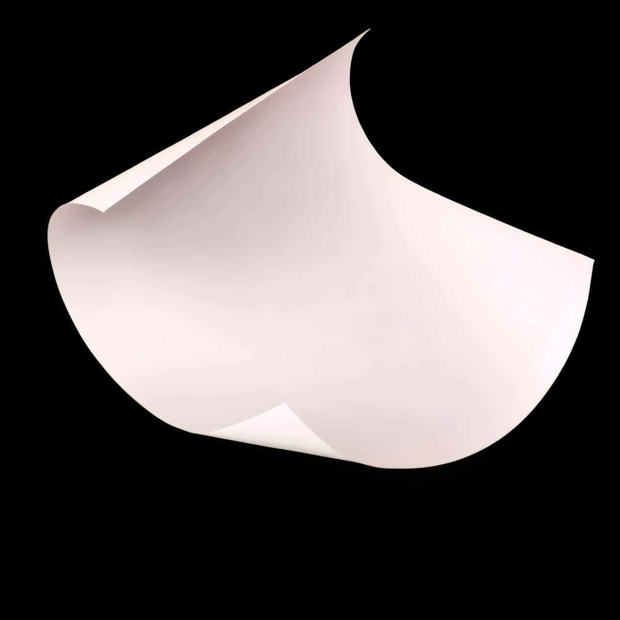 Curved paper animation isolated asset, transparent 4K video, alpha channel, ProRes 4444
