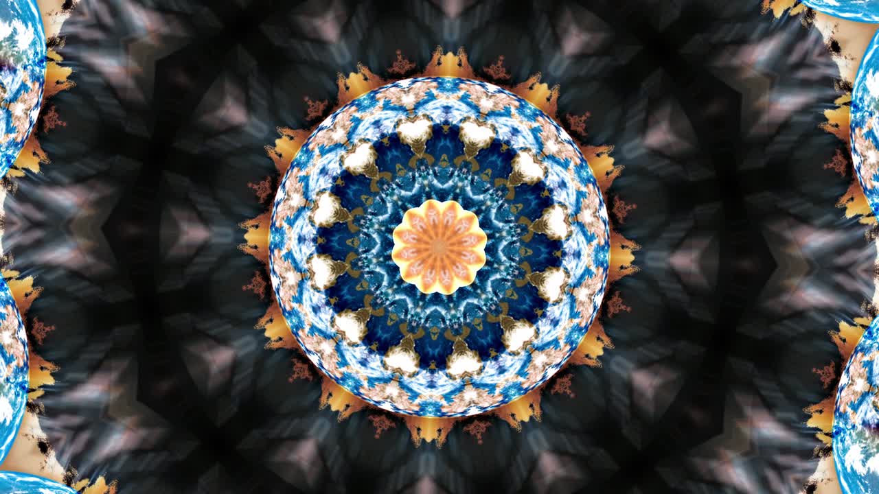Beautiful multicolored kaleidoscope sequence patterns loop. 4k Abstract motion graphics background for title, intro, yoga, clubs, shows, mandala, DJ VJ loop. Beautiful bright ornament. Seamless loop.