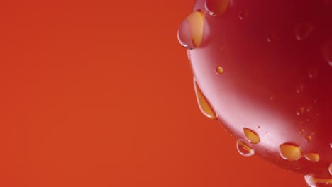 closeup of a wet tomato