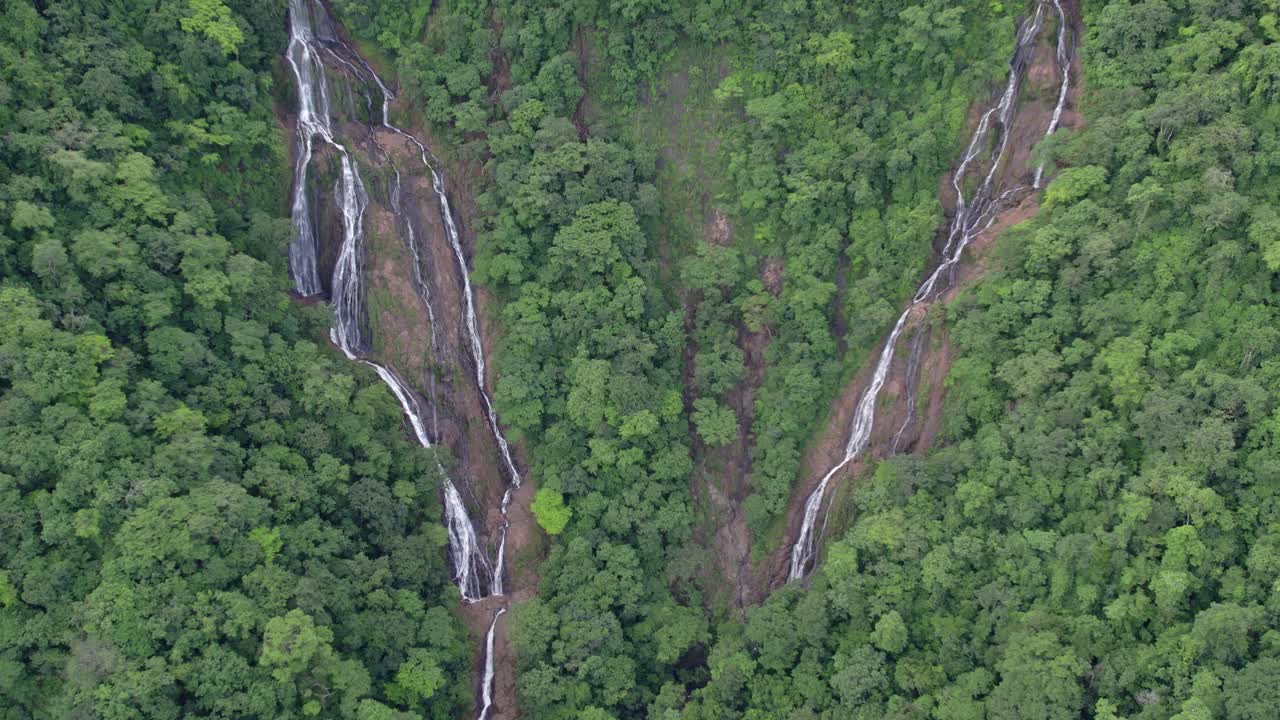 imagen delantera de una cascada en el bosque verde, costa rica - video en 4k