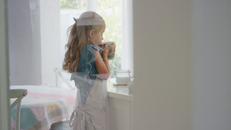 funny-little-girl-drinking-hot-chocolate-in-kitchen-enjoying-delicious-treat-at-home-after-baking-in-kitchen-4k