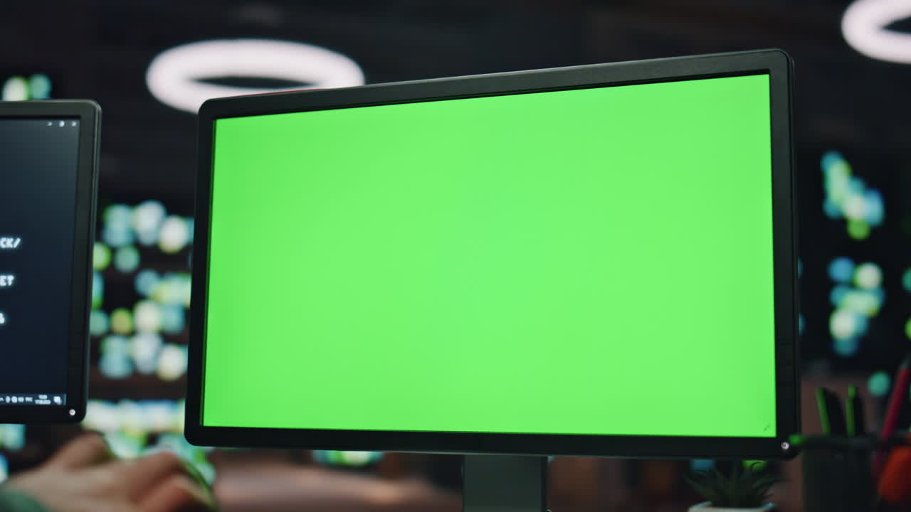 programador codificación chromakey computadora centro de datos de primer plano ingeniero escritura de código