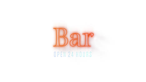 bar sign in red neon on white background