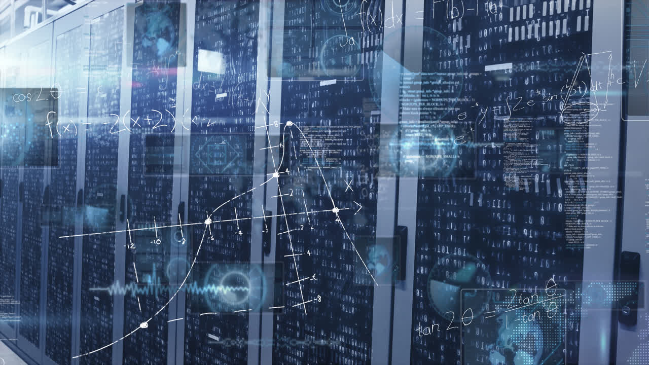 Animation of data processing over server room