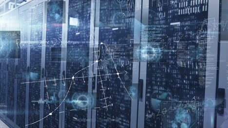 animation of data processing over server room