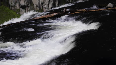 close up shot of rocky cascades waterfall in upper mesa falls in idaho, usa