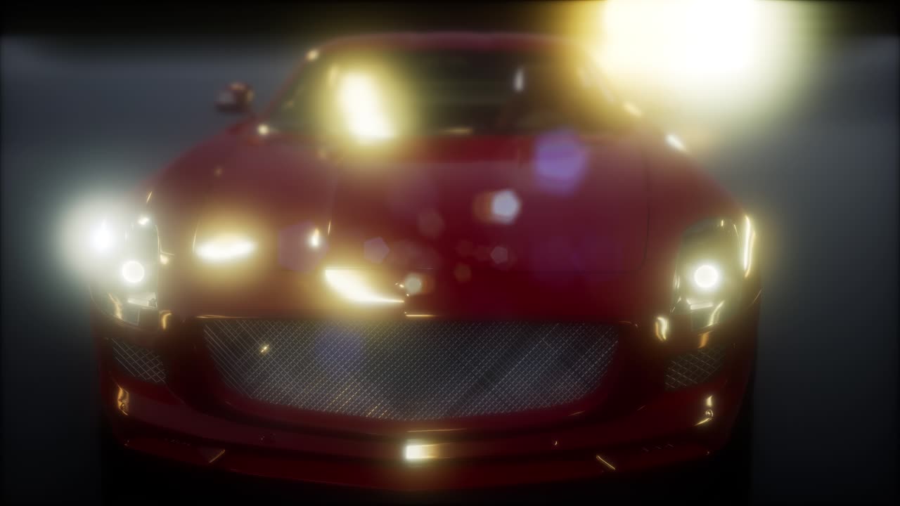 coche deportivo de lujo en un estudio oscuro con luces brillantes