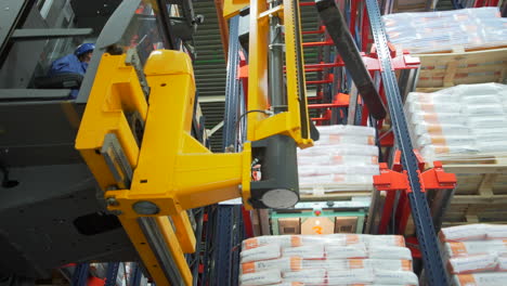automated warehouse forklift in action
