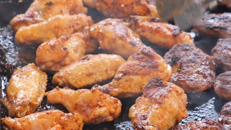 grilled chicken wings and meat