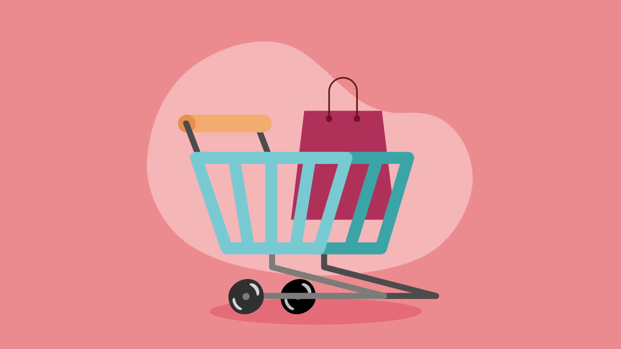 쇼핑 가방과 함께 쇼핑 카트