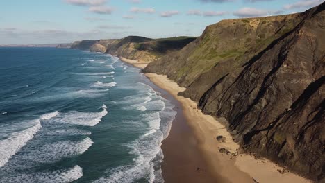 An-amazing-panoramic-view-of-Cordoama-beach,-on-the-west-coast-of-the-Algarve,-Portugal