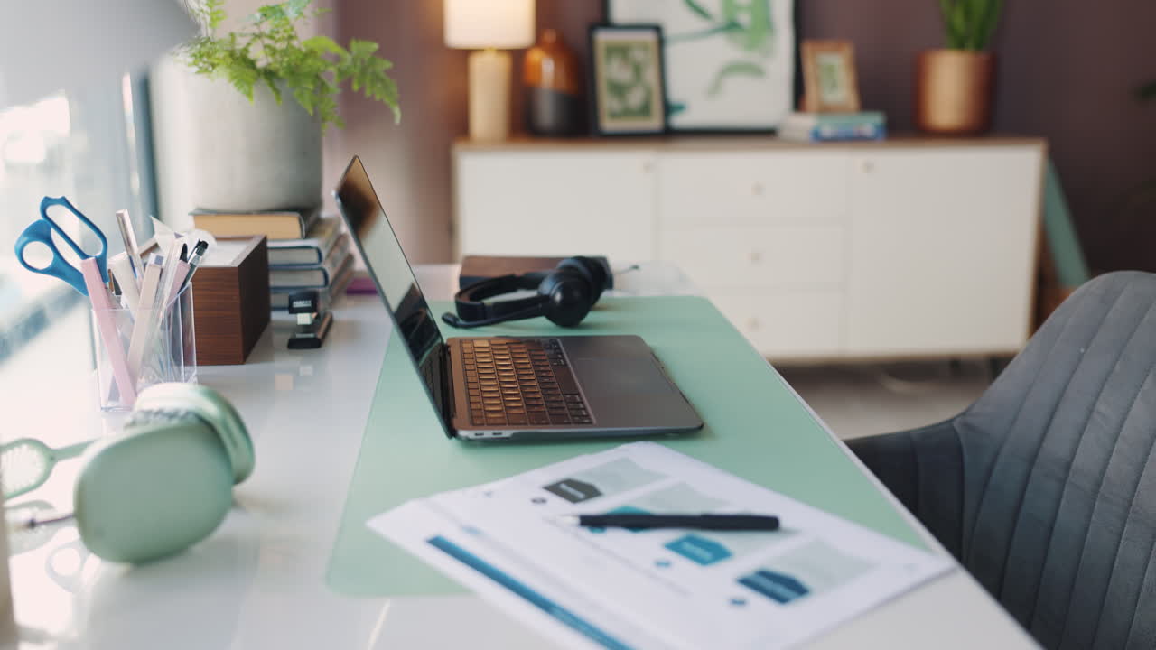 Home Office Setup with Laptop and Accessories