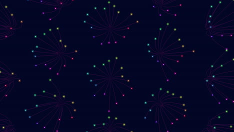 Neon cubes pattern with glitters and lines on black gradient
