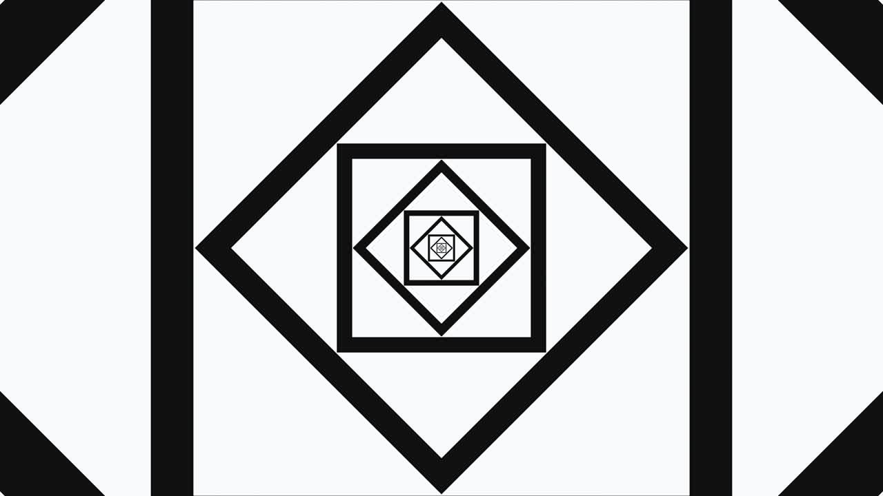 4k 흑백 오각형 배경 루프 애니메이션, 추상적인 모션 라인 그래픽 배경, 검은색과 색 원활한 루프 배경