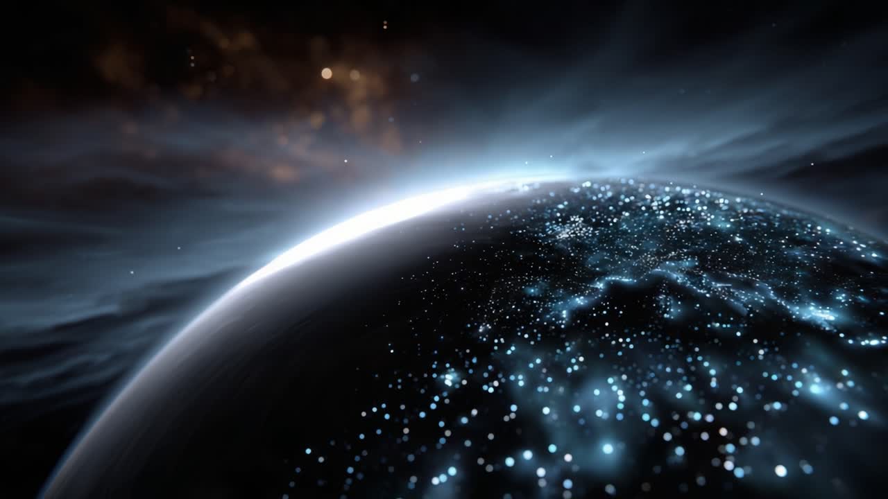Exploring the Cosmic Depths: Celestial Body Surrounded by Stars and Mysterious Nebulae in an Enigmatic Visual Representation of the Universe