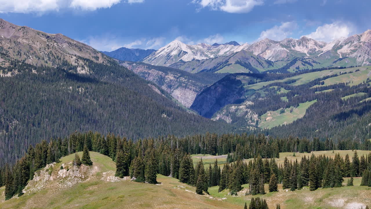 Aerial View of Elk Mountain Landscape on Sunny Summer Day, Colorado USA, Drone Shot