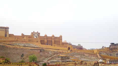 pan shot of amer or amber fort in jaipur rajasthan of india