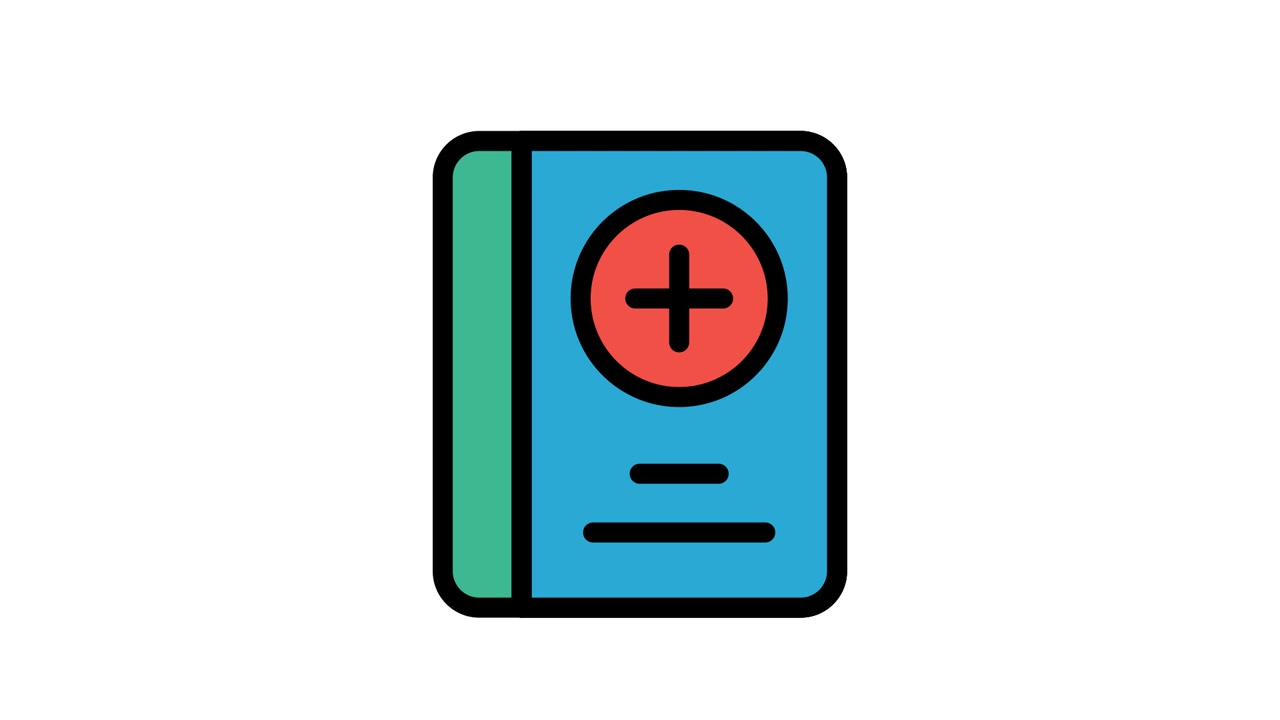 Animated Medical Book Icon with Plus Sign