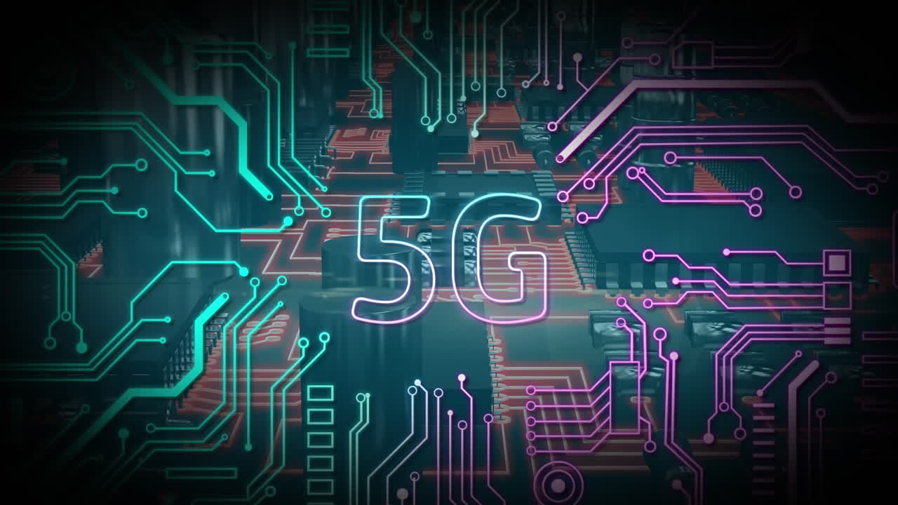 testo 5g contro microprocessore in sottofondo