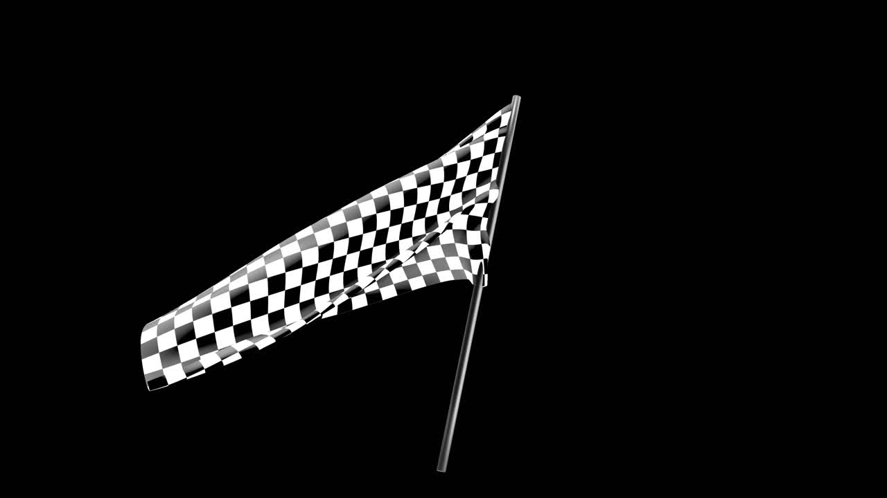 Bandeira quadriculada de corrida tremulando com canal alfa