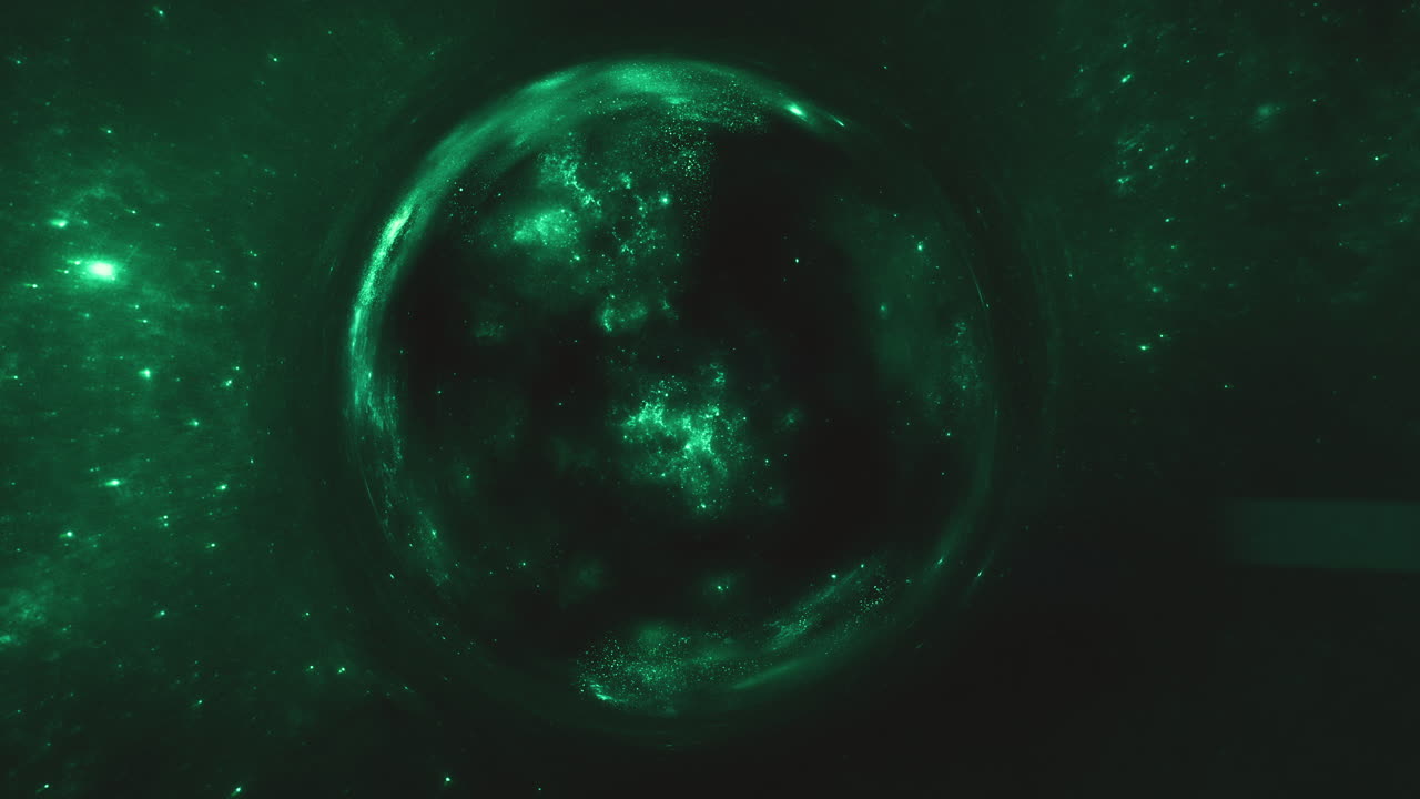 Agujero de gusano gigante verde amatista curva el espacio a su alrededor