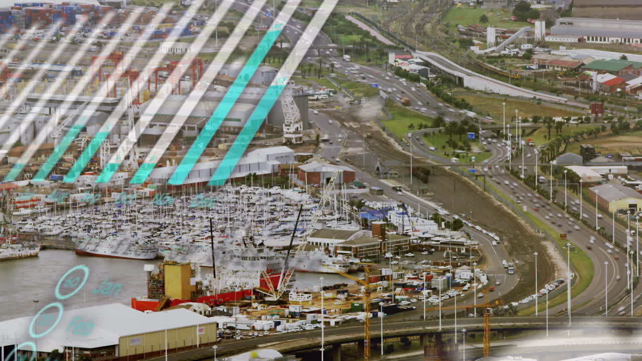 animación del mapa del mundo y procesamiento de datos sobre el paisaje urbano