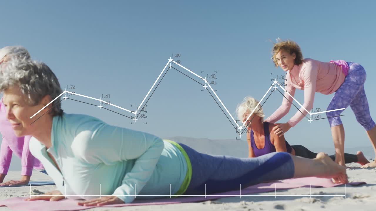 고등 부부의 코카시안 그룹에 대한 금융 데이터 처리 애니메이션