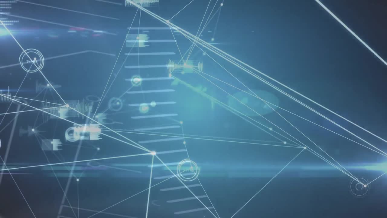 animación de la red de conexiones a través de puntos de luz