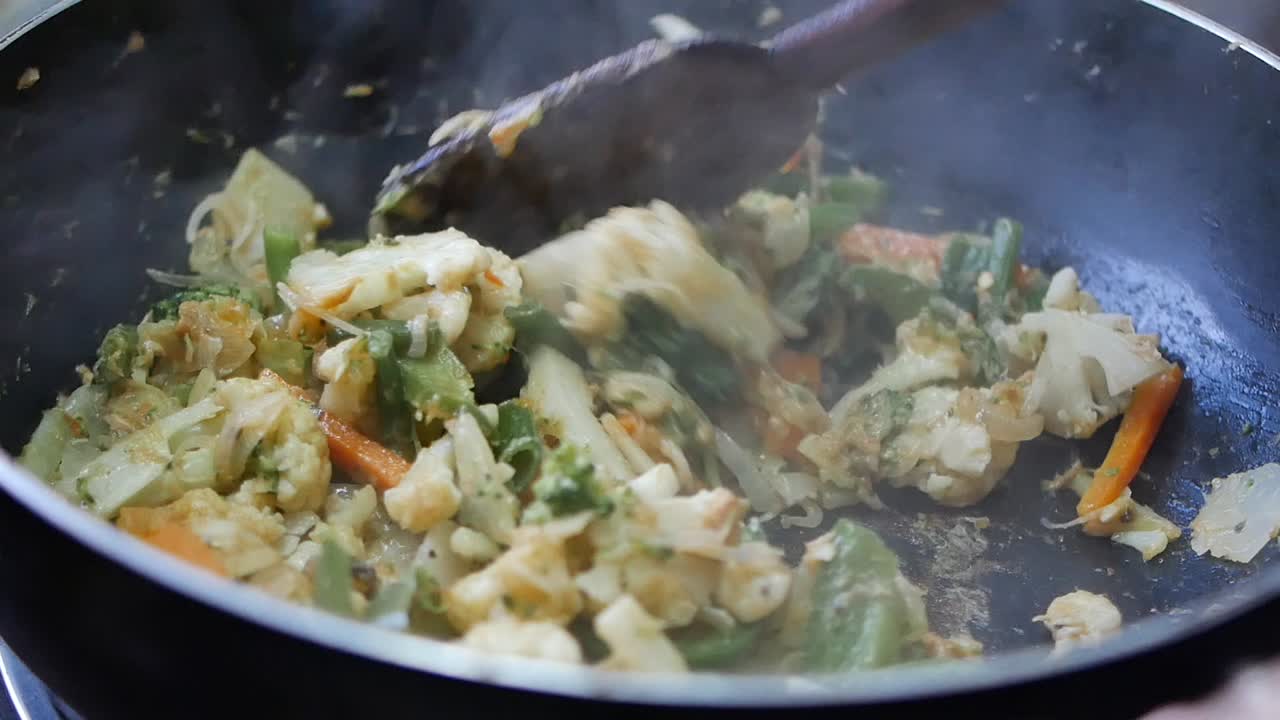 Stir-fried Vegetables in a Wok