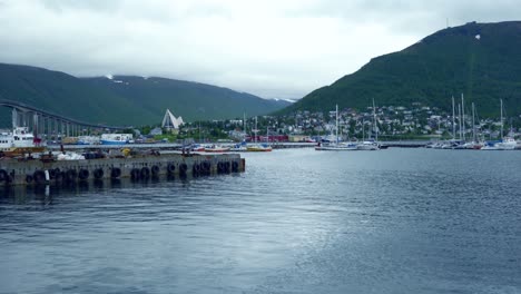 view of a marina in tromso, north norway